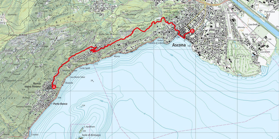 Hiking route: Ronco - Monte Verità - Ascona ©Stiftung SchweizMobil